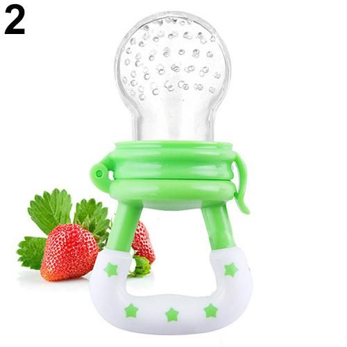 Baby Bite Pacifier Fruits Vegetable Meat Food Supplements Silicone Baby Feeder - M / Green