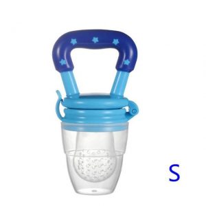 Baby Nipple Fresh Food Fruit Milk Feeding Bottles Nibbler Learn Feeding Drinking Water Straw Handle Teething Pacifier Infant - Blue S
