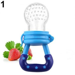 Baby Bite Pacifier Fruits Vegetable Meat Food Supplements Silicone Baby Feeder - S / Blue