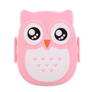 Cute Cartoon Owl Lunch Box - pink